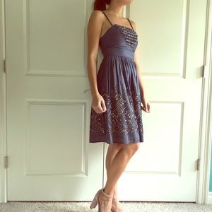 Anthropologie blue eyelet tank dress
