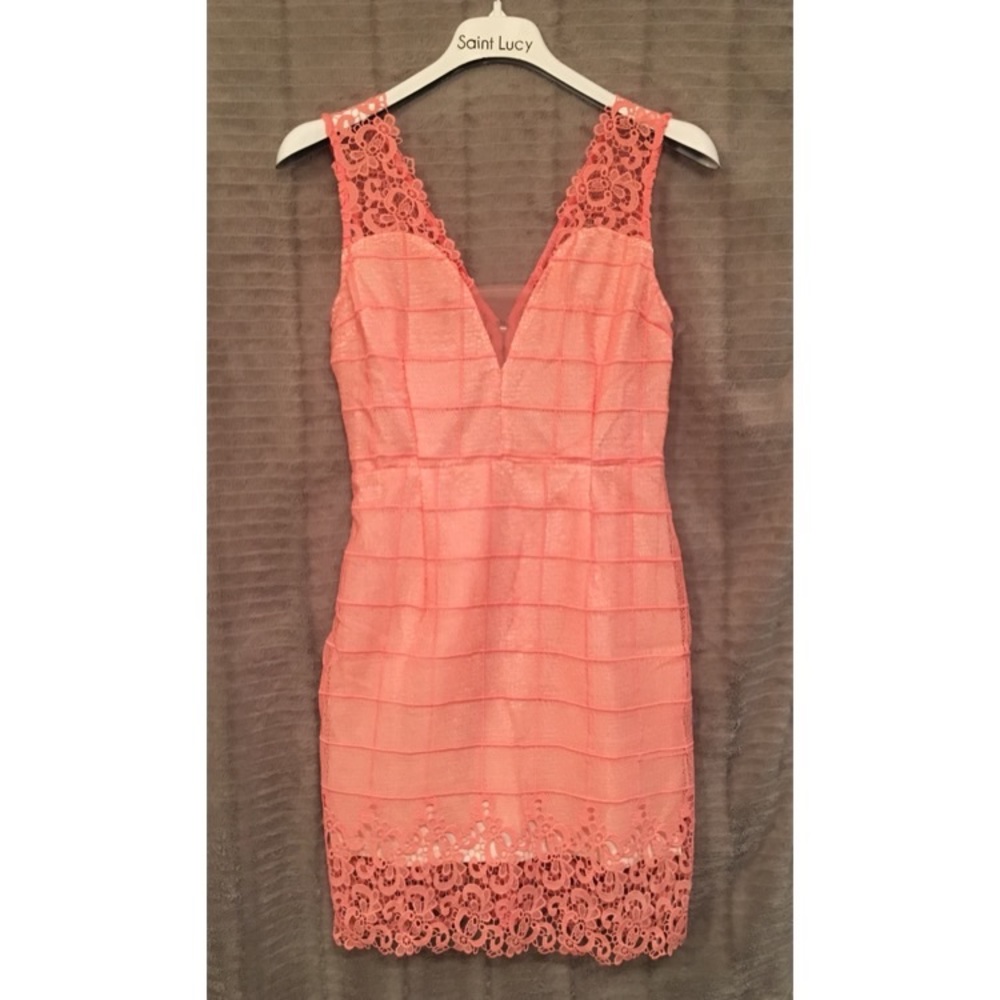 Guava & Tan Sexy Lace Dress