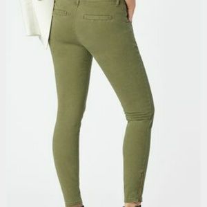 Just Fab Olive Twill Ankle Pant with Side Zipper