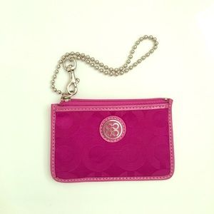 Coach ID and card holder with key chain