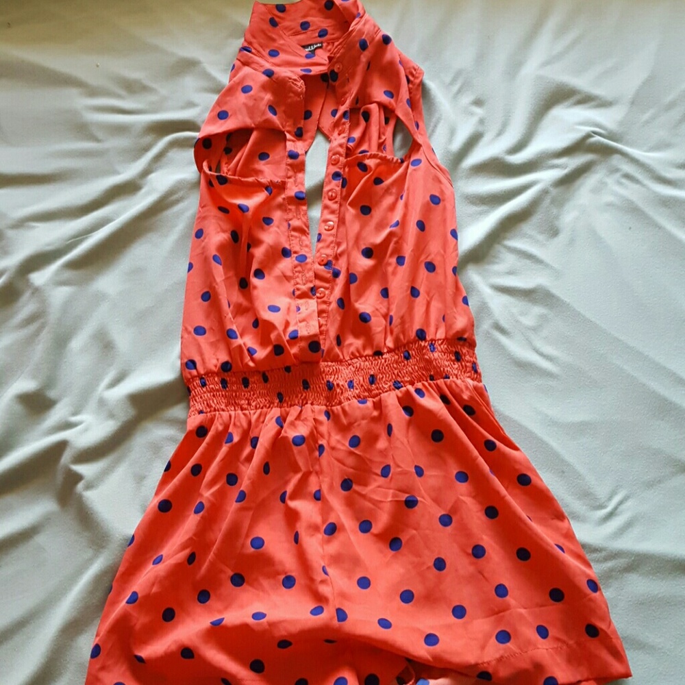 Polka dot Romper open back