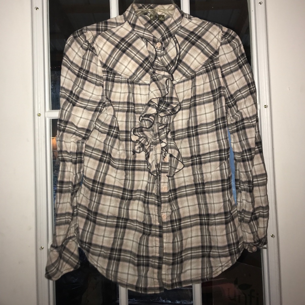 fei ruffled plaid shirt