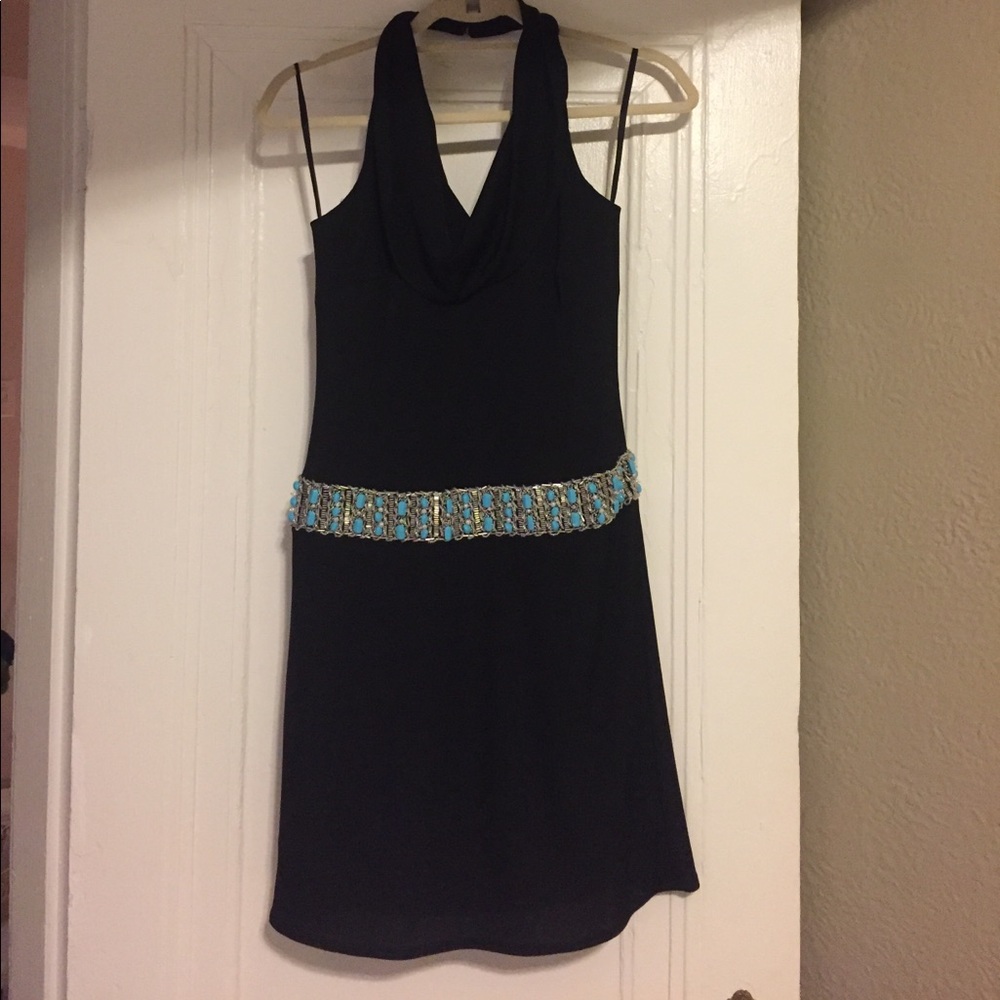 Halter black dress (mid thigh length)