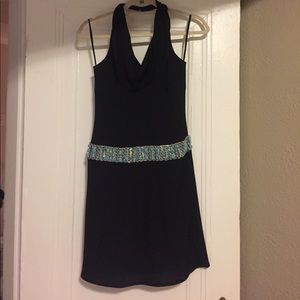 Halter black dress (mid thigh length)