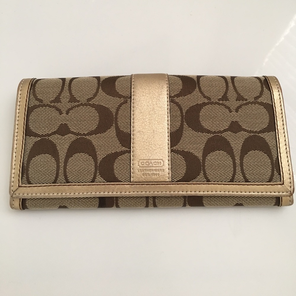 Gold and Brown Coach Wallet