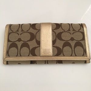 Gold and Brown Coach Wallet