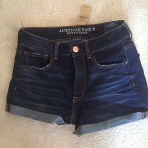denim high waisted shorts || american eagle
