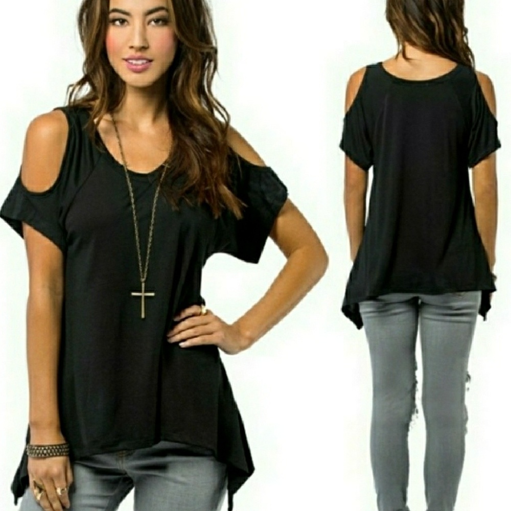 Their back!!!  Cold shoulder short-sleeved shirt