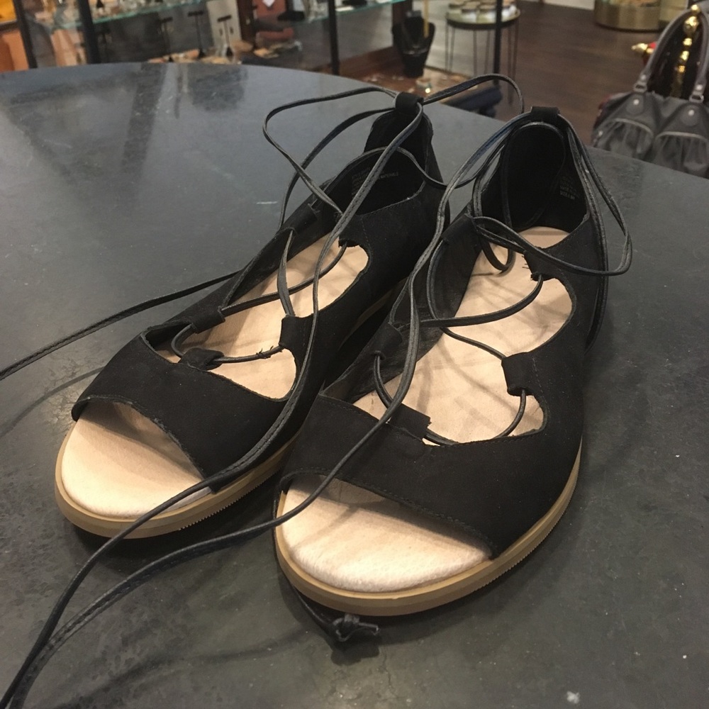 J Jill black suede lace up sandals 8.5 8 1/2