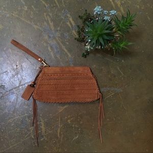 Linea Pelle Suede Fringe Clutch