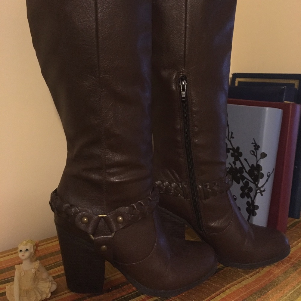 Brown knee high boots