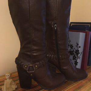 Brown knee high boots