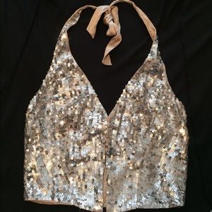 Bebe sequined halter top