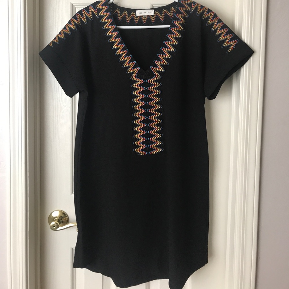 Sugar lips black dress embroidered