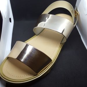Gold Metallic Jelly Sandals Size 11