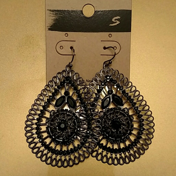 Mesh Net Wire Teardrop Dangle Hook Earrings - Picture 2 of 2