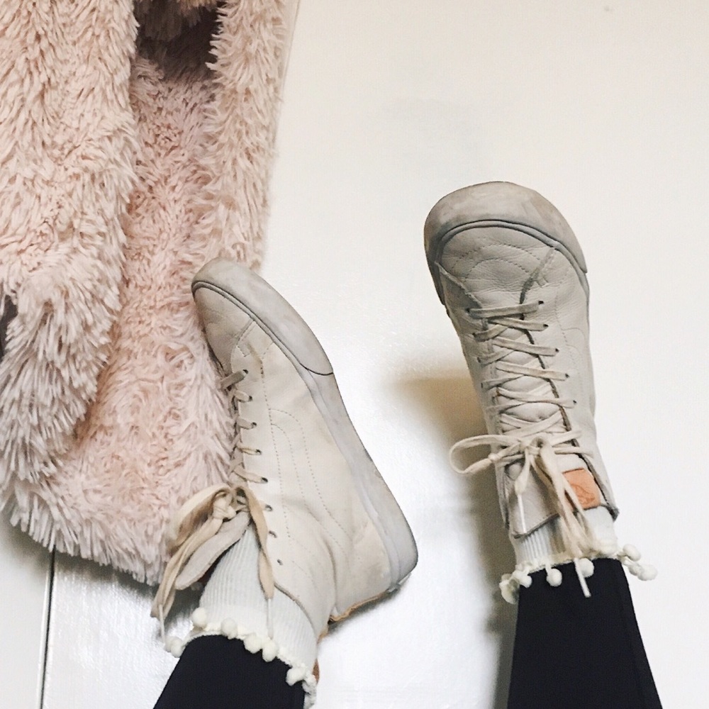 Rare White High Top Leather Vans