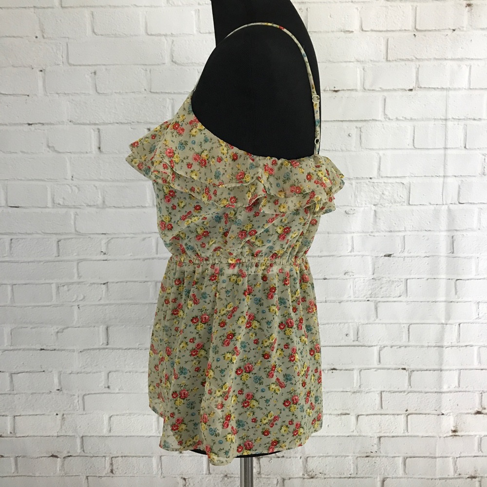 Forever 21 Floral Ruffled Spaghetti Strap Top - Picture 2 of 6