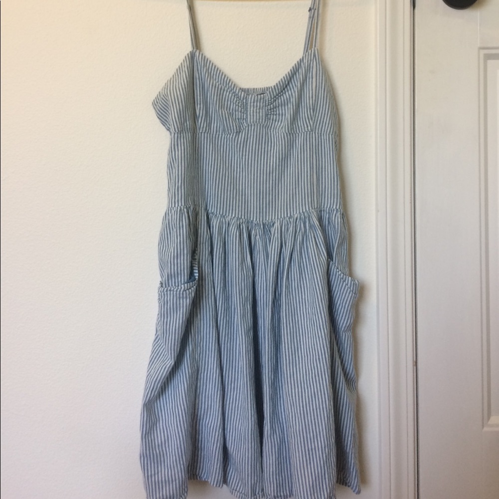 eye candy blue and white striped mini dress