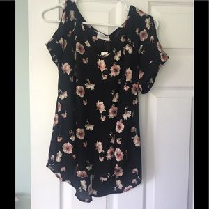 Pretty floral open shoulder top