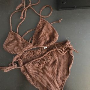 💥SALE💥 Brown Crochet/Knit Bikini Top and Bottom