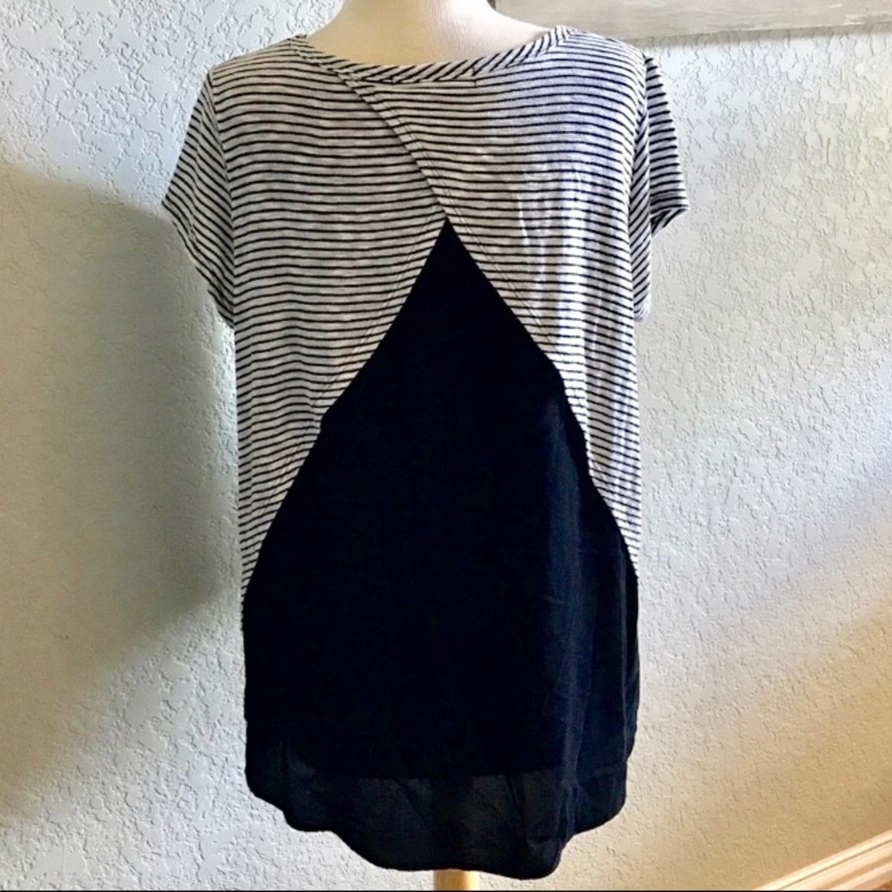 Anthropologie Everleigh black white hi-lo top