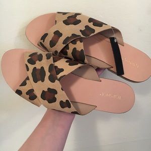 Topshop Holiday Leopard Print Leather Sandals