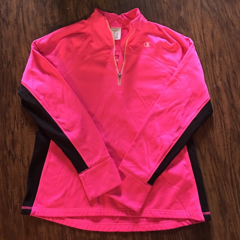 Champion pink with black strip pull over