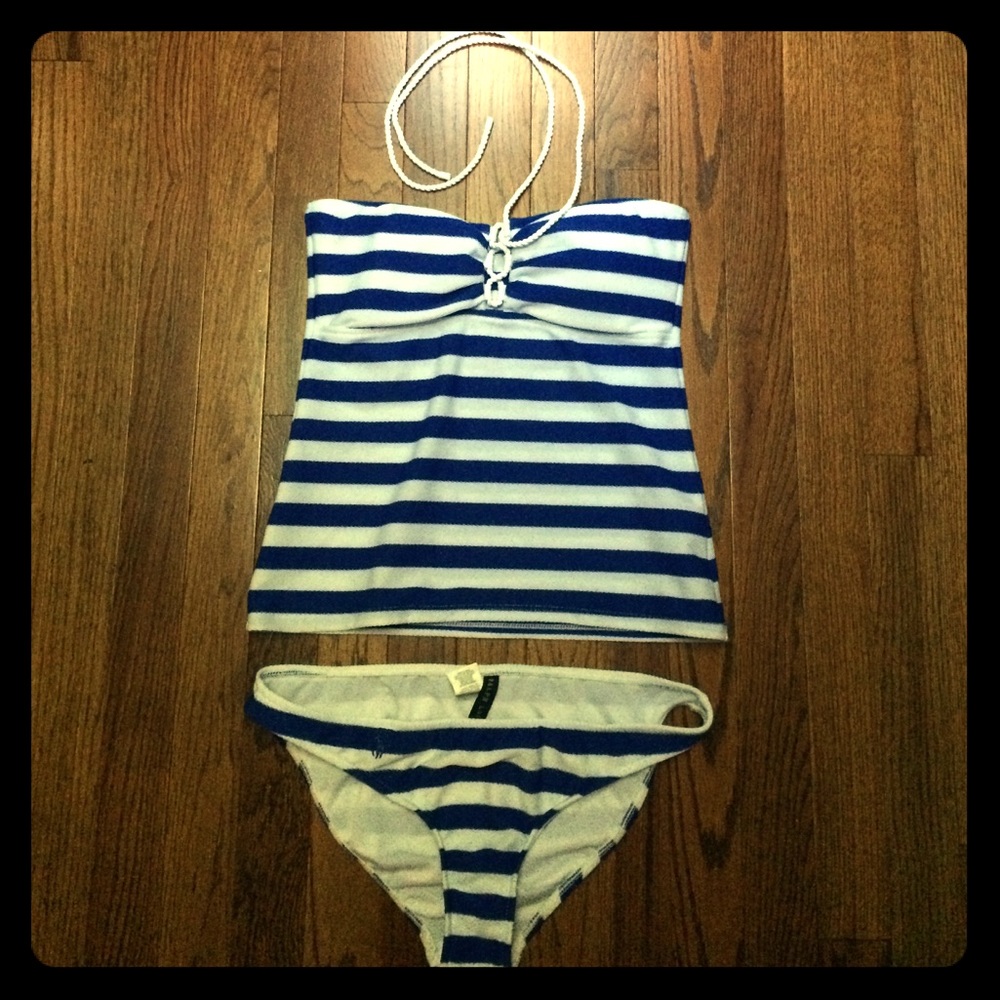 Blue and white-striped Ralph Lauren tankini