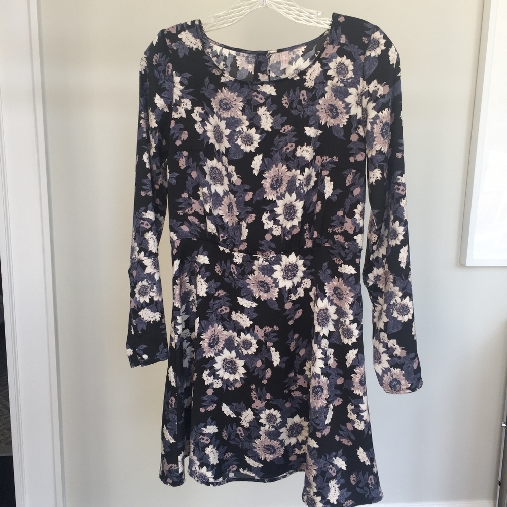 Free People Long Sleeve Mini Floral Dress
