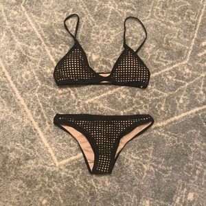 Mesh laser cut black bikini NWOT