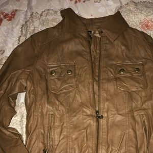 Like New Guess Cognac Faux Leather Jacket