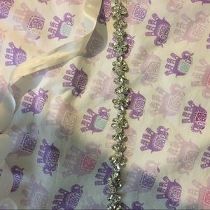 Rhinestone bridal belt ivory ribbon