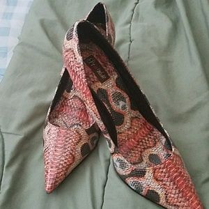 Orange python pumps size 8