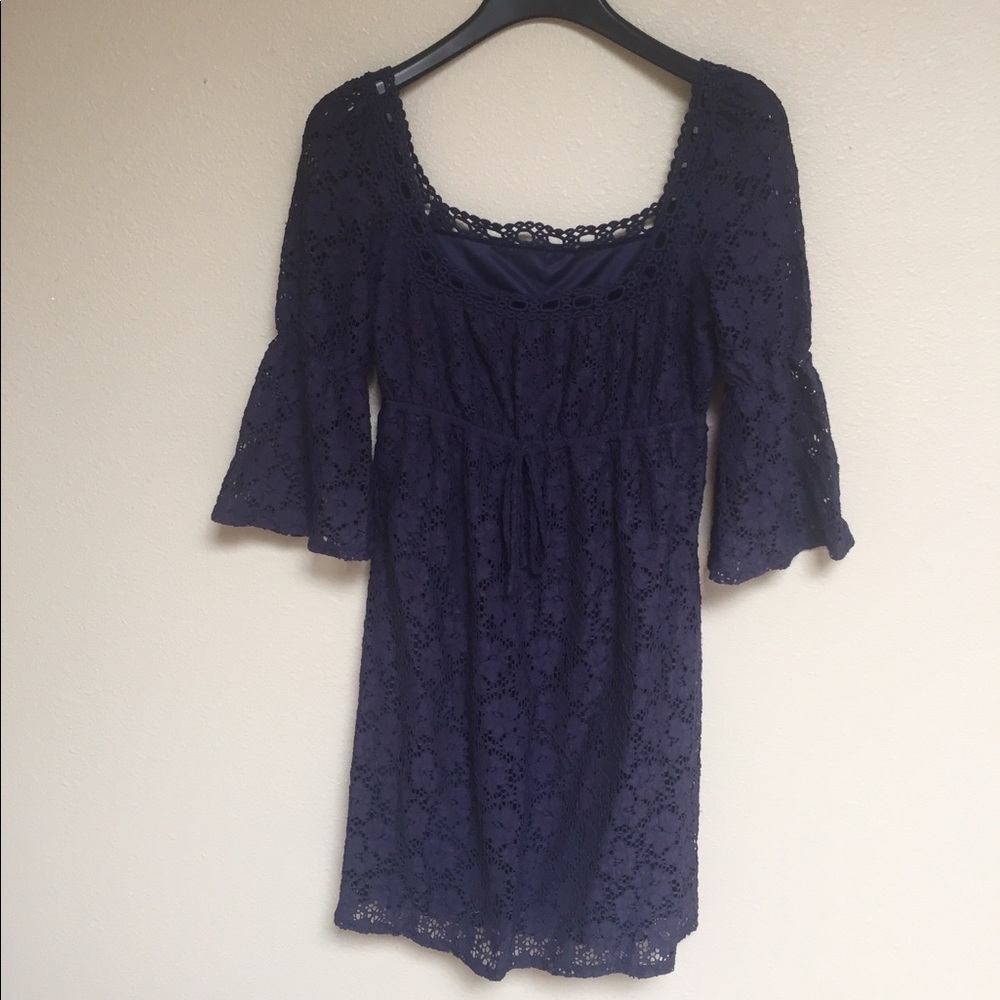 Laundry by Design Navy Blue Lace Shift Mini Dress