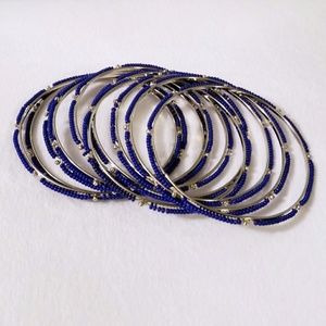 9 PC Royal Blue Seedbead Bangle Set