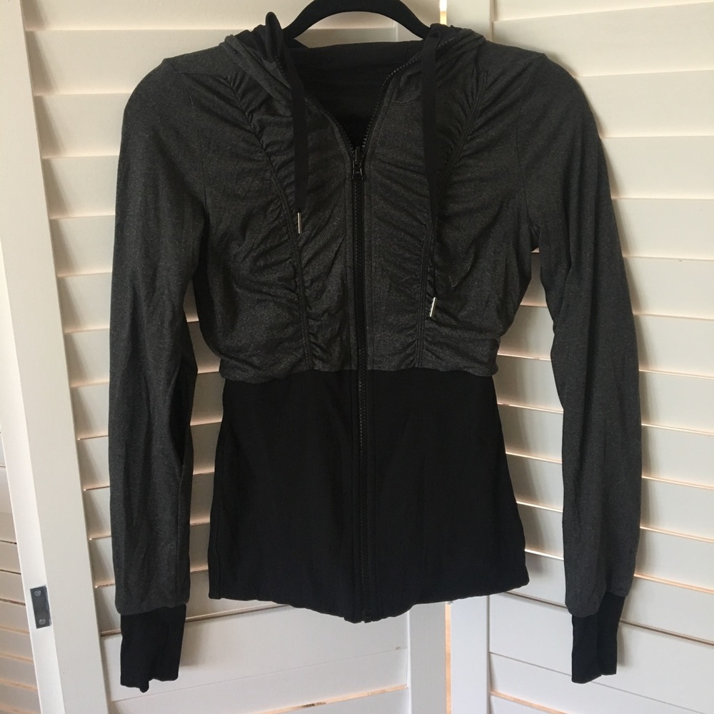 Lululemon Reversible Black/Gray Zip-Up Hoodie