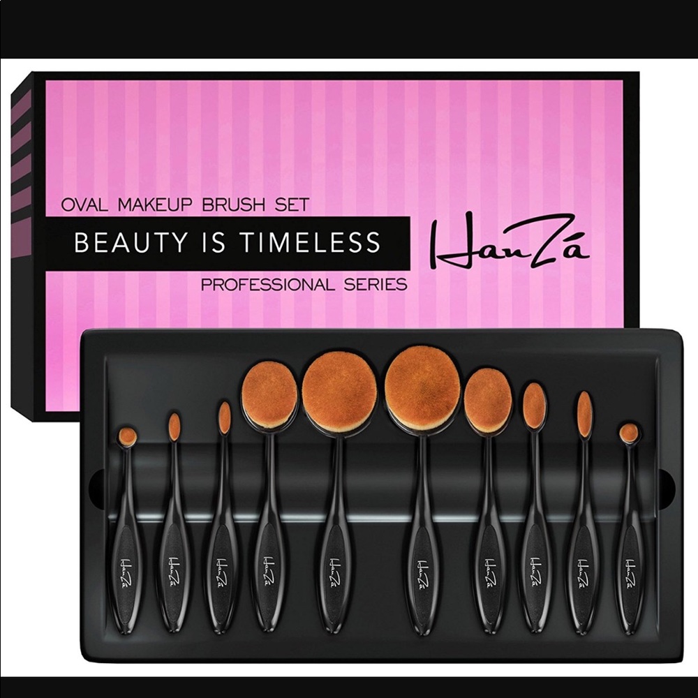 HanŹa Professional Oval Makeup Brushes SET OF 10