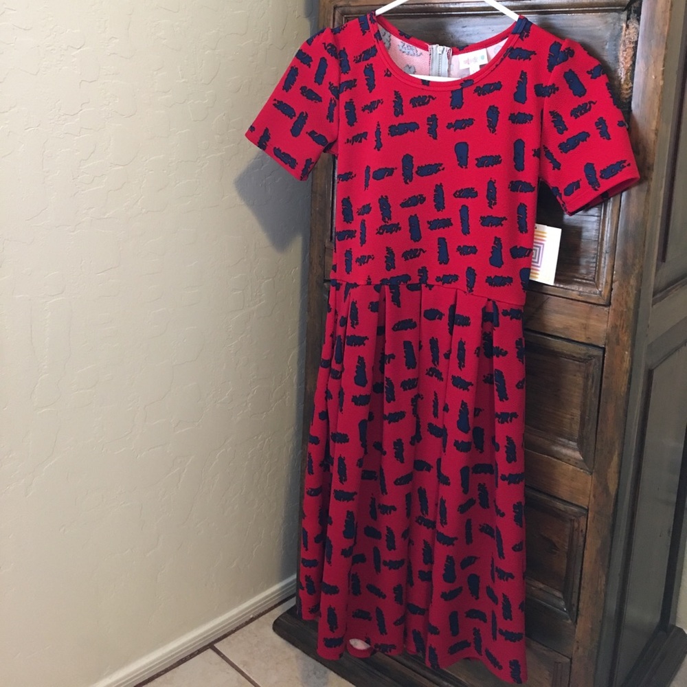 Lularoe Amelia xs NWT red and navy blue