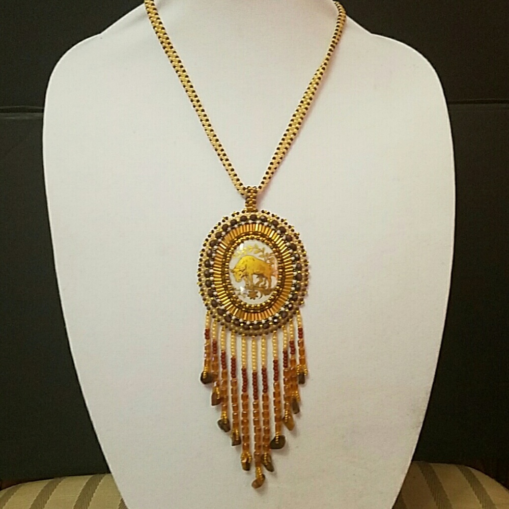 Handmade bead taurus zodiac sign necklace