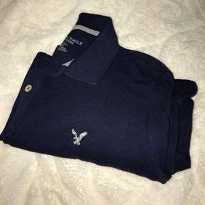 Men's Navy Blue American Eagle Polo Shirt Size L