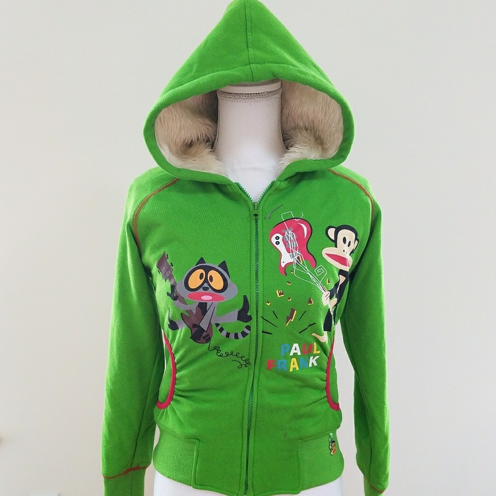 Paul Frank Woman Green Faux Fur Sweater