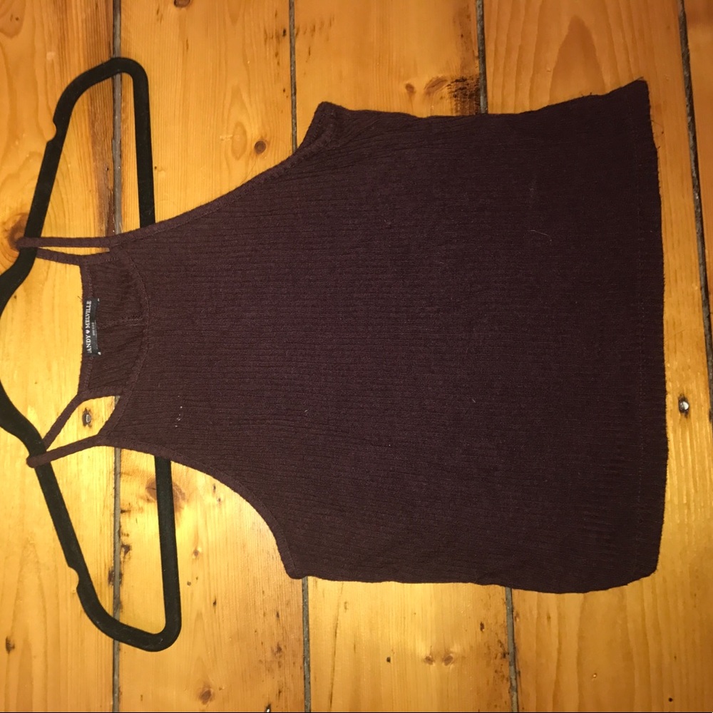 maroon thin-strapped top