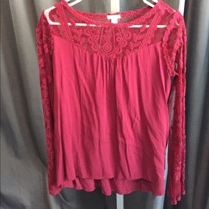 Red Xhilaration Long Sleeve Blouse - Size M