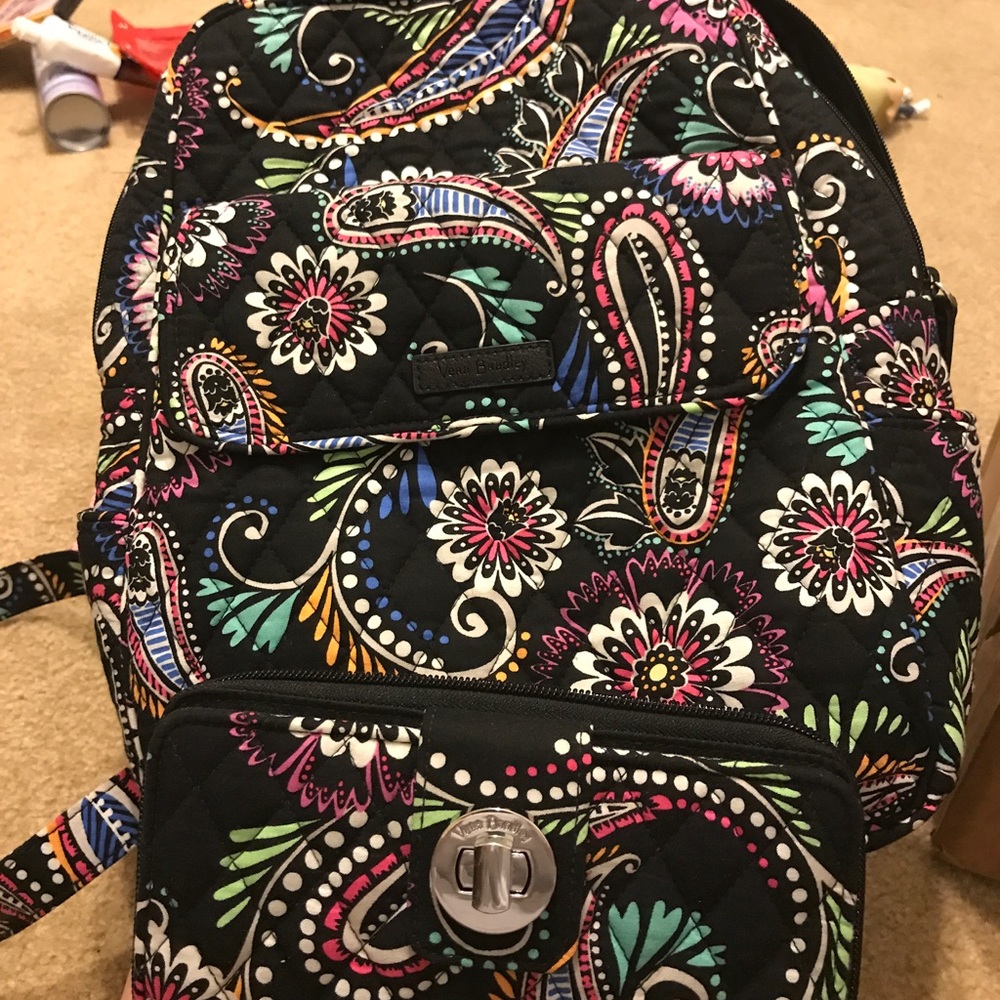 Vera Bradley backpack purse and matching wallet