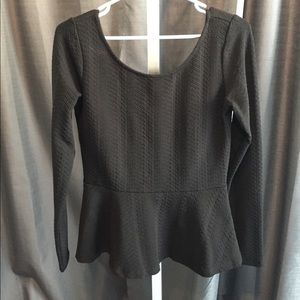 H&M Black Long Sleeve Peplum Top - Size M