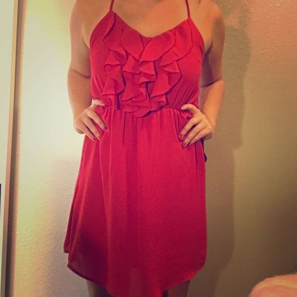 Ruffle Red Cocktail Dress