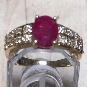 Ruby, gold, diamond ring
