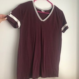 Victoria’s Secret Maroon & Silver Glitter V-Neck