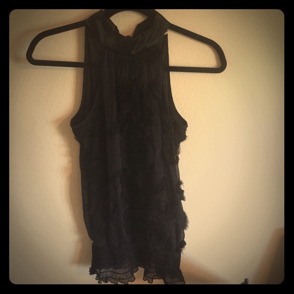 Black Dressy tank top w/ pop out floral design